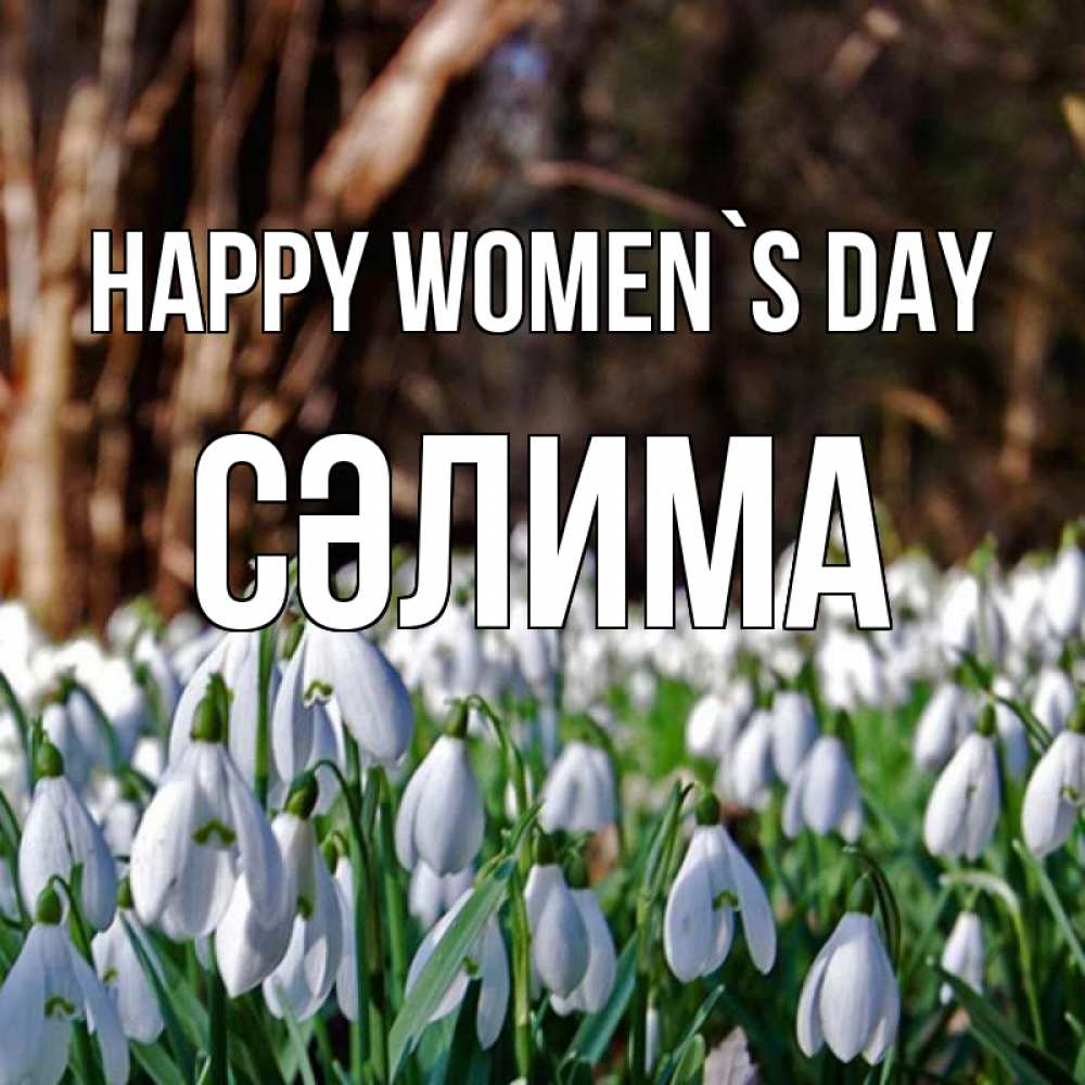 Greetings card с именем, СӘЛИМА happy women`s day с подснежниками 1 Greetings with text for free download 